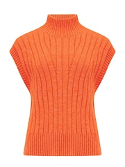 Naranja - Camiseta de tirantes Kady corta acanalada de punto de Pour Moi - Imagen 3 de 4
