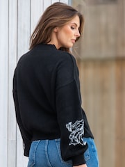 Pour Moi Black Belle Contrast Floral Jacquard Knit Jumper - Image 2 of 4