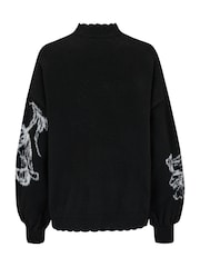 Pour Moi Black Belle Contrast Floral Jacquard Knit Jumper - Image 4 of 4