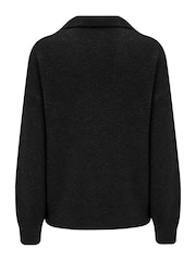 Pour Moi Black Kerry V Neck Textured Knit Collared Jumper - Image 4 of 4