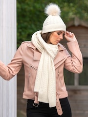 Pour Moi Cream Cable Knit Sparkle Winter Scarf - Image 1 of 3