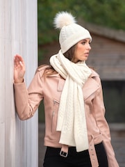 Pour Moi Cream Cable Knit Sparkle Winter Scarf - Image 3 of 3