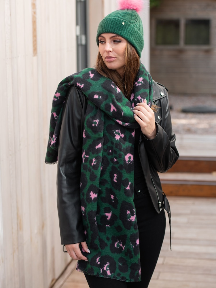 Verde - grandePour Moi e supermacio de leopardo Print Scarf - Imagem 1 de 4