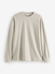 Grey Relaxed Fit Long Sleeve Heavyweight 100% Cotton T-Shirt - Image 5 of 7