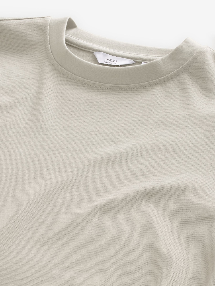 Grey Relaxed Fit Long Sleeve Heavyweight 100% Cotton T-Shirt - Image 6 of 7
