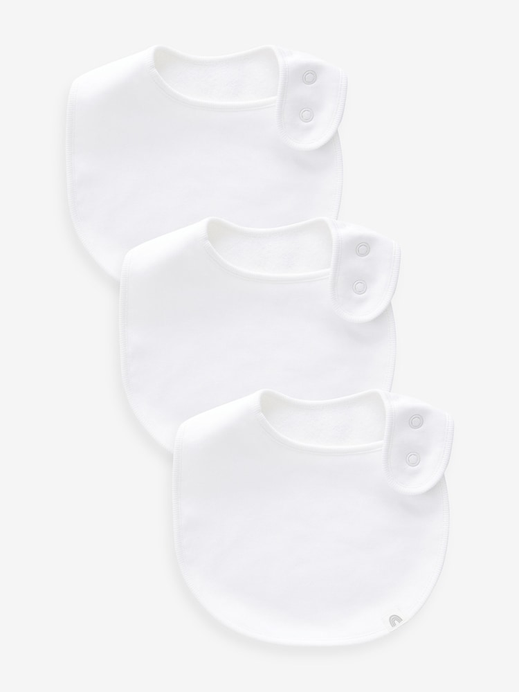 White Baby Regular Bibs 3 Pack - Image 1 of 2