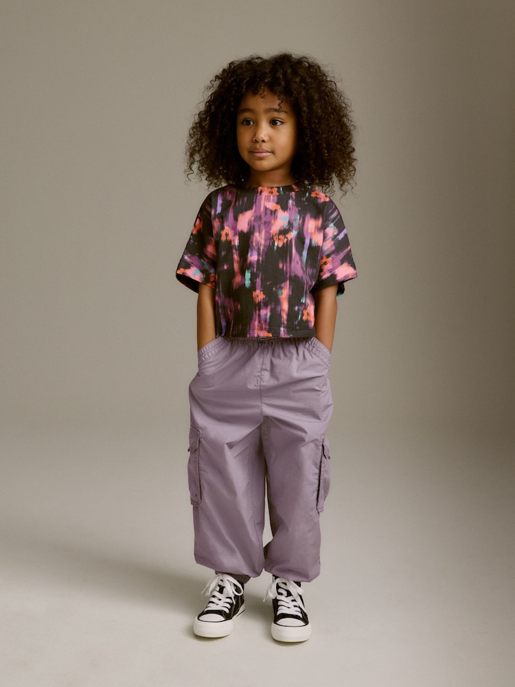Mauve Purple Parachute Cargo Trousers (3-16yrs) - Image 2 of 7