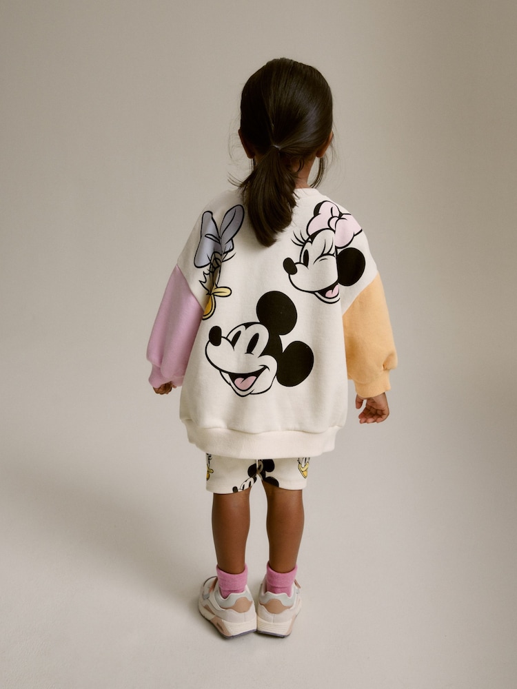 Cream Minnie Crew Sweatshirt and Shorts Set (3mths-7yrs) - Image 1 of 7