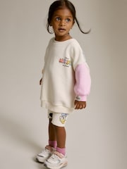 Cream Minnie Crew Sweatshirt and Shorts Set (3mths-7yrs) - Image 2 of 7