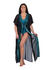Seaspray Jade Sequin Maxi Black Kaftan - Image 3 of 5