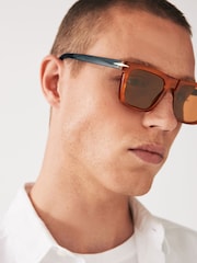 Amber Brown Flatbrow Polarised Sunglasses - Image 1 of 6