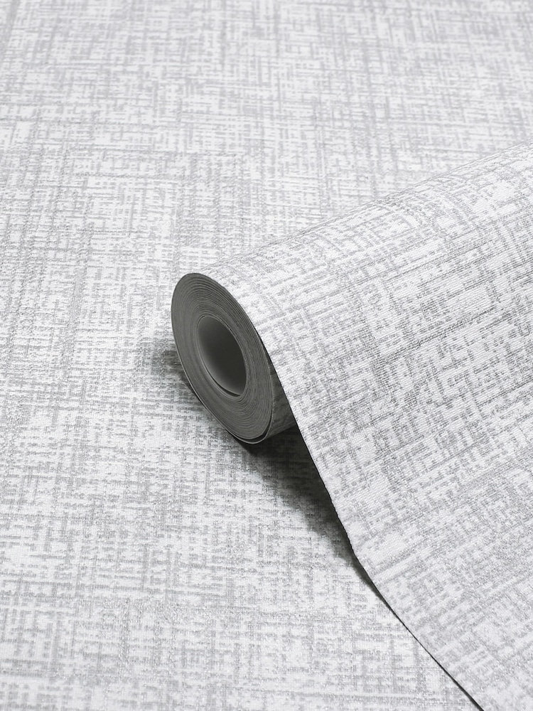 Riva Paoletti Silver Serafina Cross Hatch Vinyl Wallpaper - Image 2 of 3
