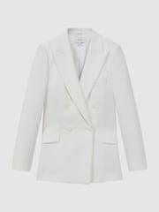 Reiss White Sienna Petite Double Breasted Crepe Suit Blazer - Image 2 of 8