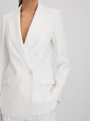 Reiss White Sienna Petite Double Breasted Crepe Suit Blazer - Image 5 of 8