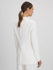 Reiss White Sienna Petite Double Breasted Crepe Suit Blazer - Image 6 of 8