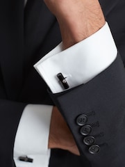 Reiss Gunmetal/Onyx Dexter Stone Insert Barrel Cufflinks - Image 2 of 6