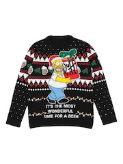 Vanilla Underground Black Simpsons Mens Licensed Adult Knitted Christmas Jumper - Image 1 of 8