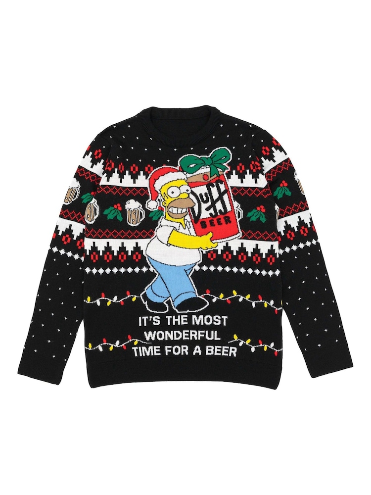 Vanilla Underground Black Simpsons Mens Licensed Adult Knitted Christmas Jumper - Image 1 of 8