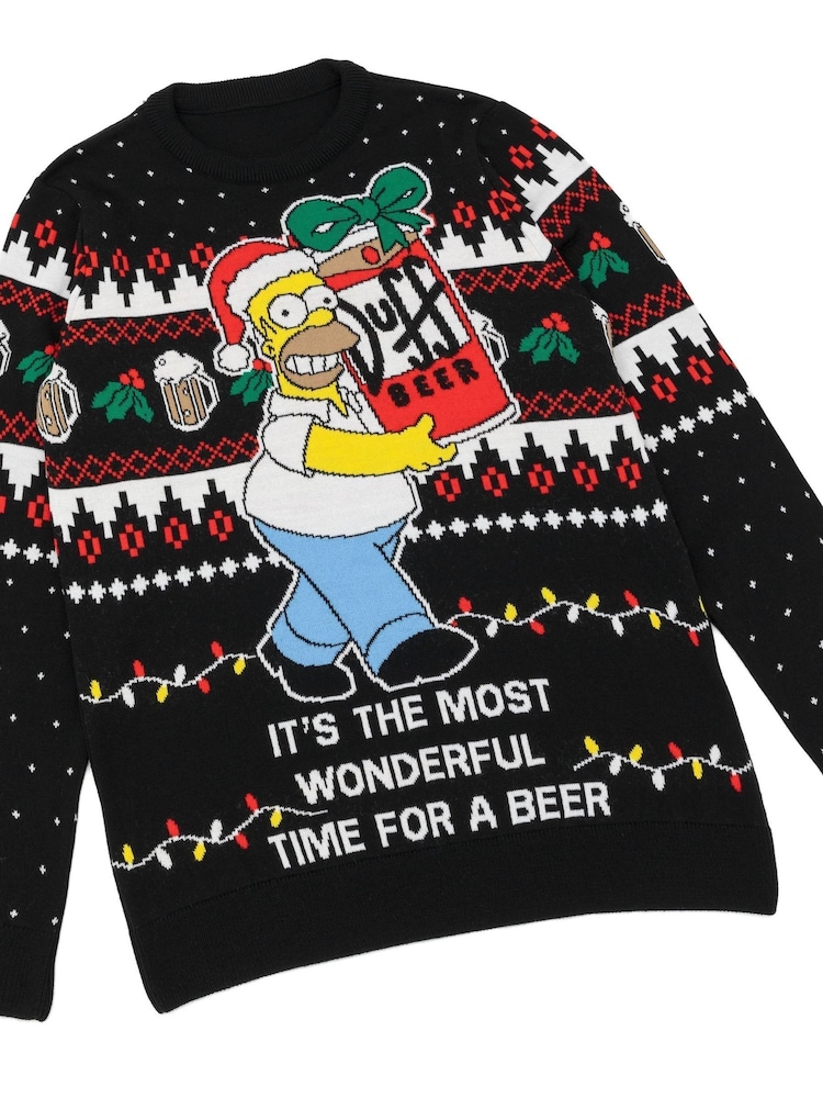 Vanilla Underground Black Simpsons Mens Licensed Adult Knitted Christmas Jumper - Image 2 of 8