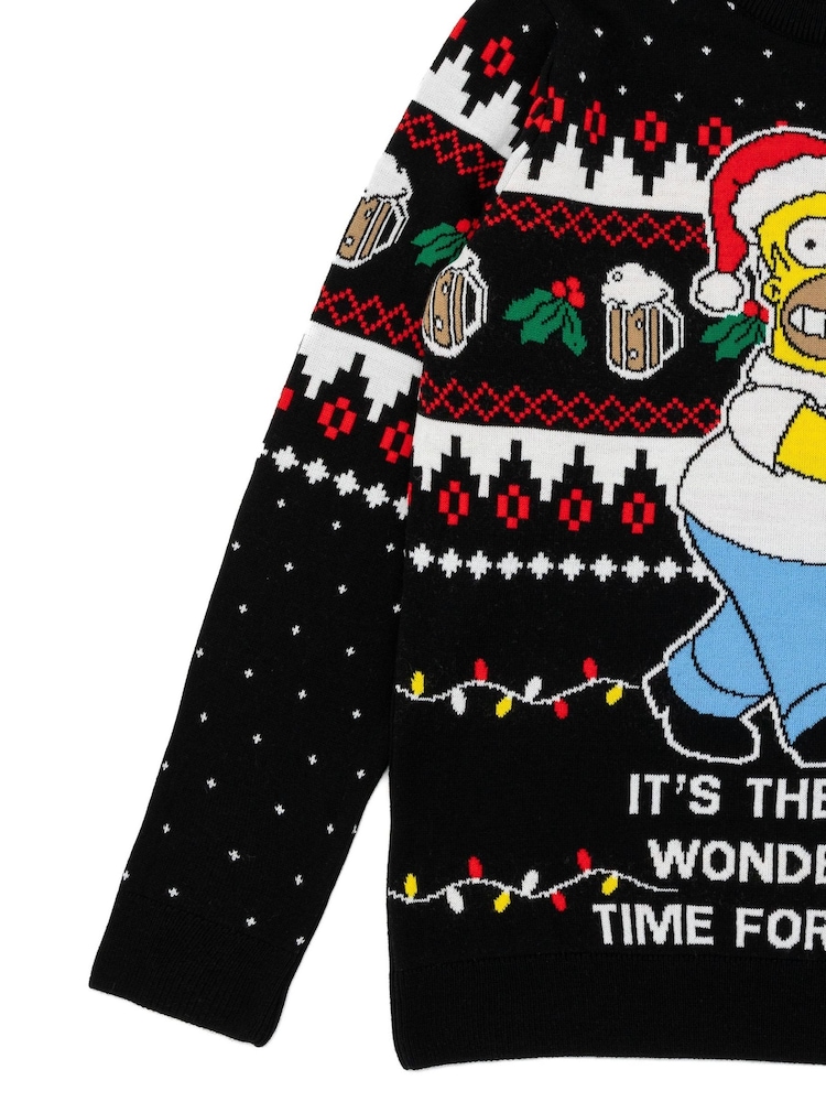 Vanilla Underground Black Simpsons Mens Licensed Adult Knitted Christmas Jumper - Image 4 of 8
