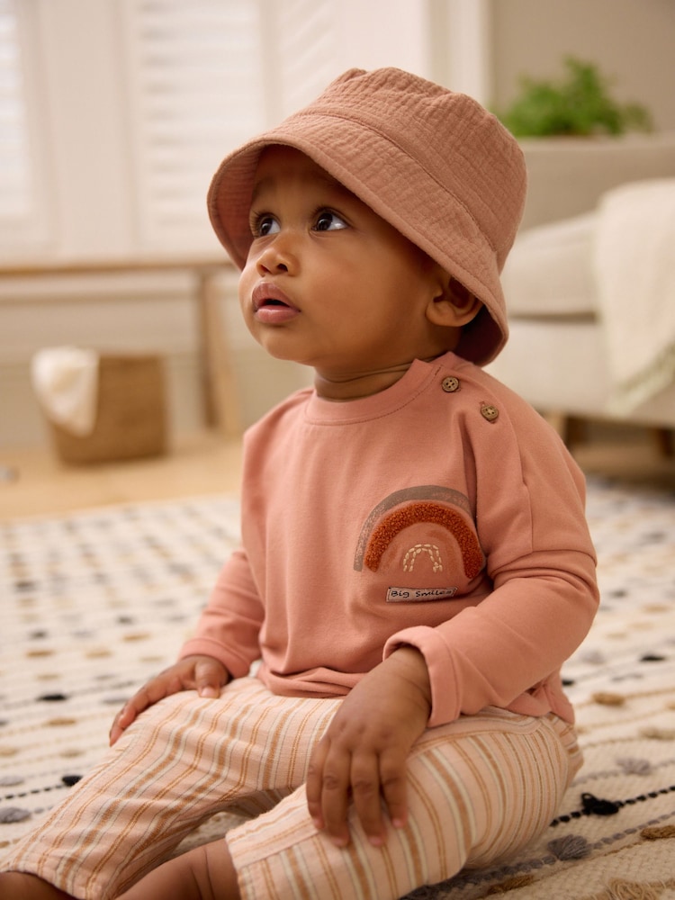 Tan Brown crinkle Bucket Baby Hat - Image 2 of 4