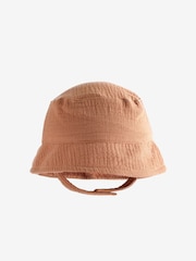 Tan Brown crinkle Bucket Baby Hat - Image 3 of 4