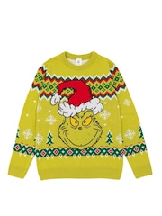 Vanilla Underground Green Christmas Grinch Mens Licensed Adult Knitted Christmas Jumper - Image 1 of 8