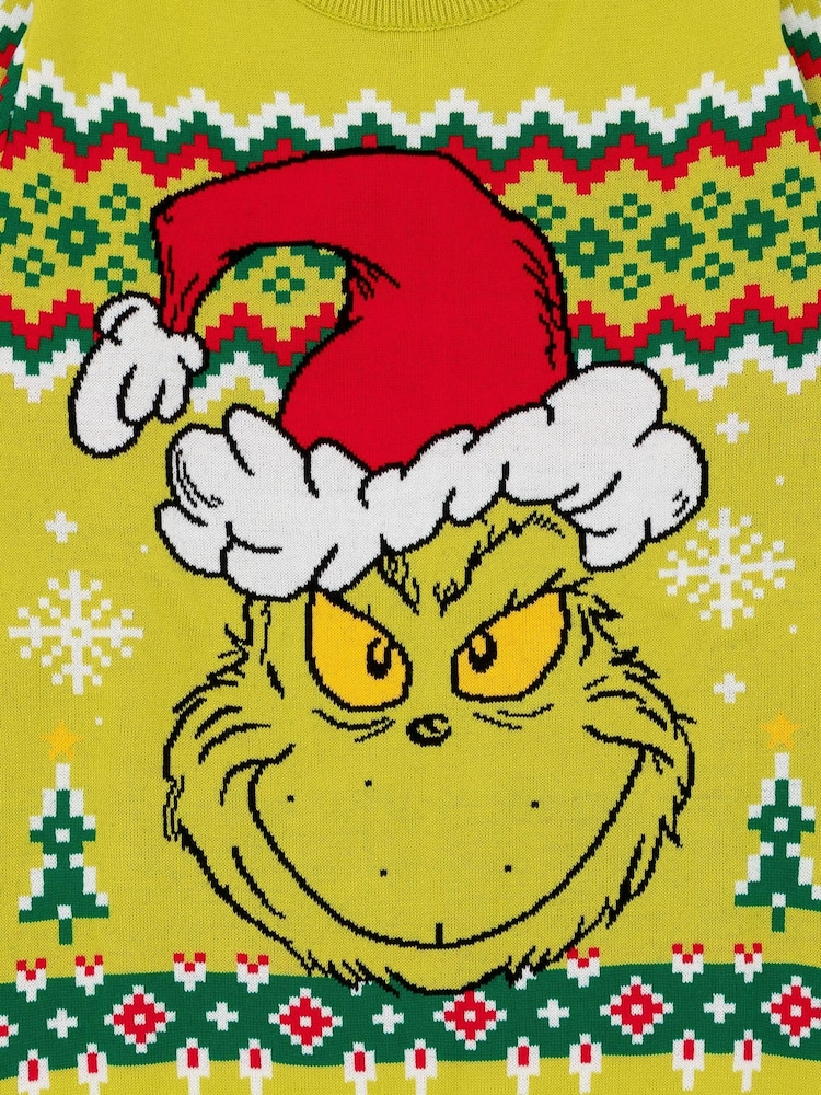 Vanilla Underground Green Christmas Grinch Mens Licensed Adult Knitted Christmas Jumper - Image 5 of 8