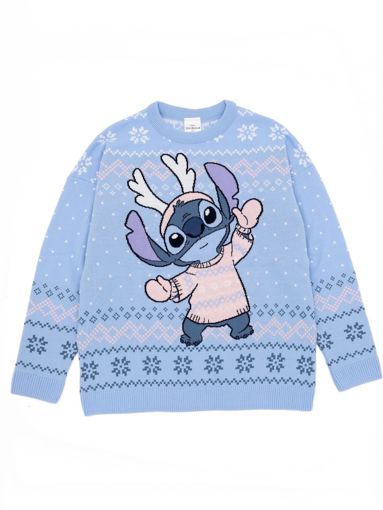 Vanilla Underground Blue Lilo & Stitch Ladies Christmas Jumper - Image 4 of 9
