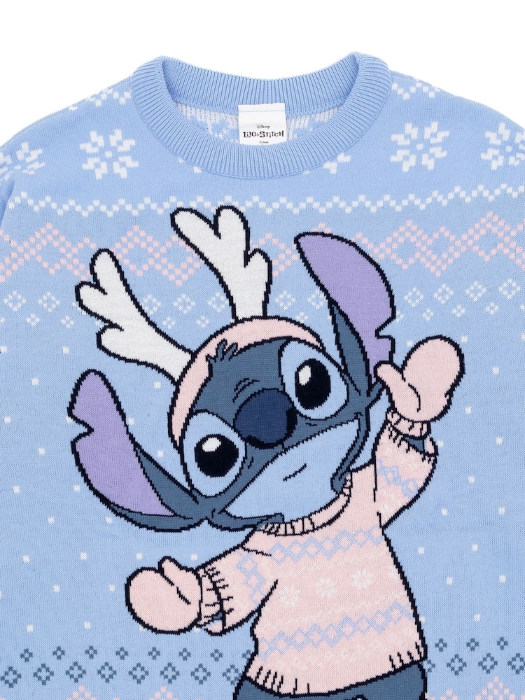 Vanilla Underground Blue Lilo & Stitch Ladies Christmas Jumper - Image 6 of 9