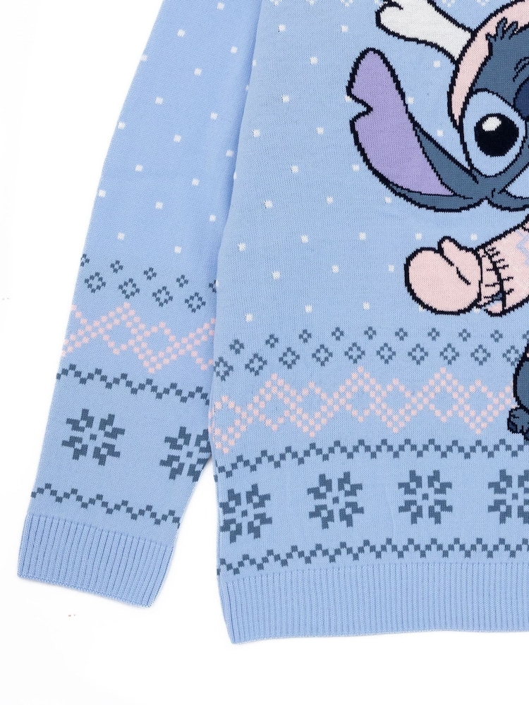 Vanilla Underground Blue Lilo & Stitch Ladies Christmas Jumper - Image 7 of 9