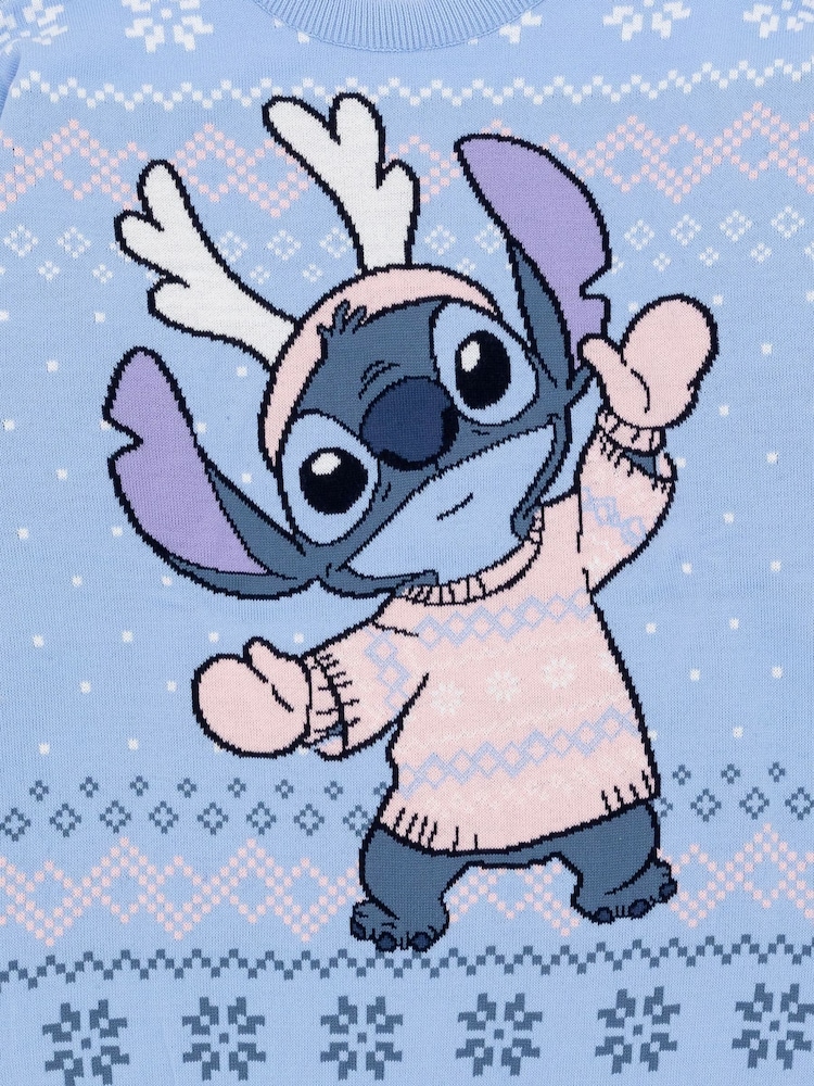 Vanilla Underground Blue Lilo & Stitch Ladies Christmas Jumper - Image 8 of 9