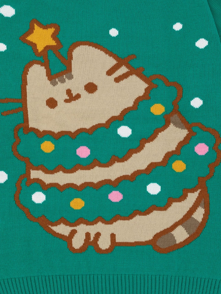 Pusheen verde - Suéter navideño para mujer de Vanilla Underground - Imagen 2 de 3