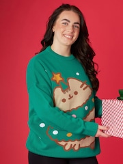 Pusheen verde - Suéter navideño para mujer de Vanilla Underground - Imagen 3 de 3