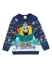 Vanilla Underground Blue Spongebob Kids Christmas Jumper - Image 1 of 7