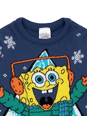 Vanilla Underground Blue Spongebob Kids Christmas Jumper - Image 4 of 7