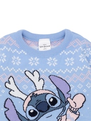 Vanilla Underground Blue Lilo & Stitch Kids Christmas Jumper - Image 2 of 5