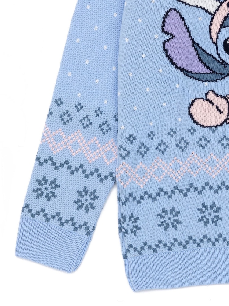 Vanilla Underground Blue Lilo & Stitch Kids Christmas Jumper - Image 3 of 5