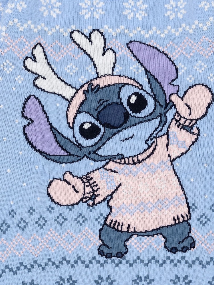 Vanilla Underground Blue Lilo & Stitch Kids Christmas Jumper - Image 4 of 5