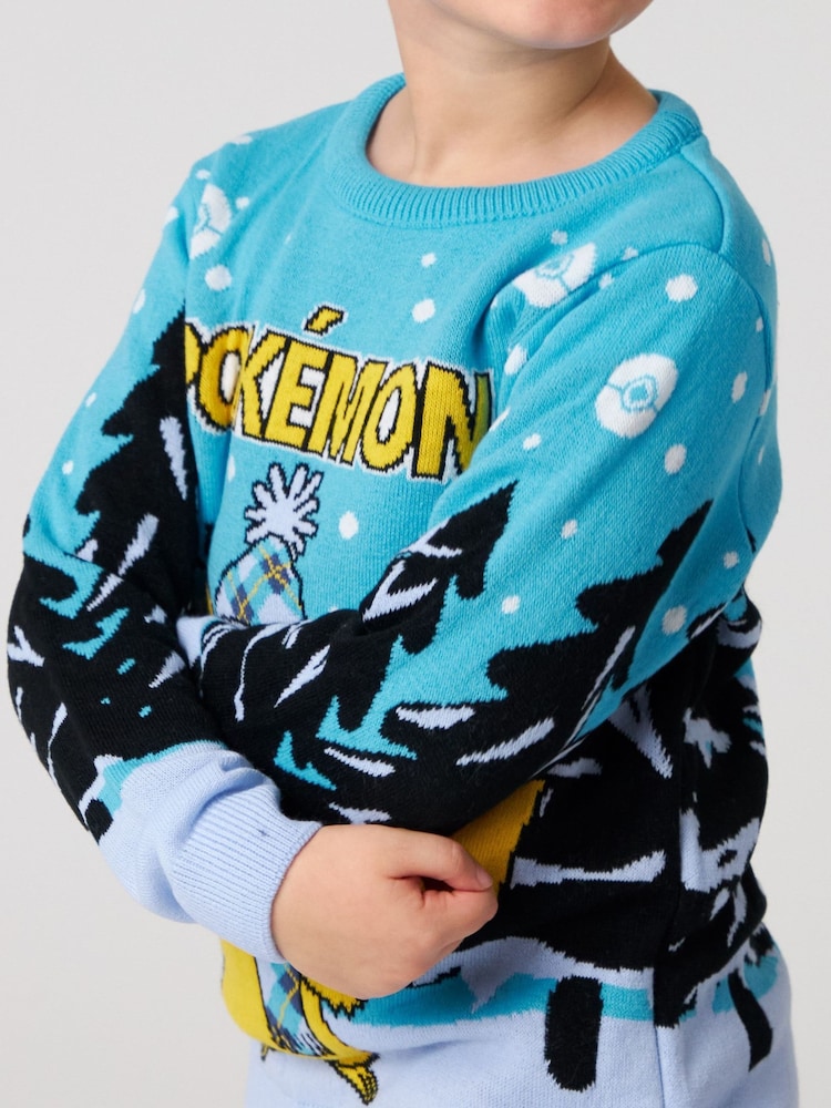 Vanilla Underground Blue Pokémon Kids Christmas Jumper - Image 3 of 6