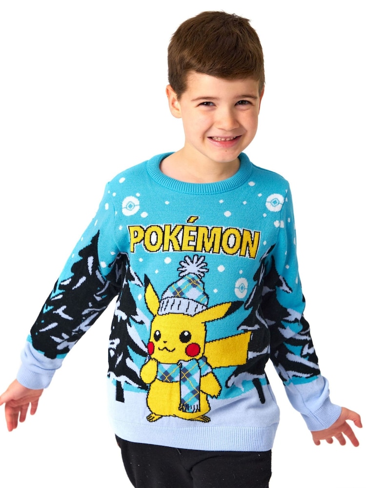 Vanilla Underground Blue Pokémon Kids Christmas Jumper - Image 4 of 6