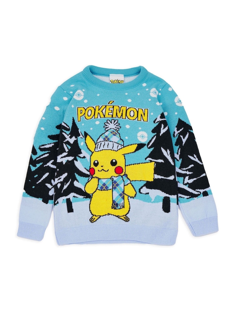 Vanilla Underground Blue Pokémon Kids Christmas Jumper - Image 5 of 6