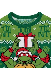 Vanilla Underground Green Ninja Turtles Kids Christmas Jumper - Image 2 of 5