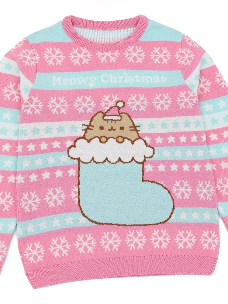 Vanilla Underground Pink Pusheen Girls Christmas Jumper - Image 2 of 5