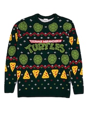 Vanilla Underground Black Ninja Turtles Mens Christmas Jumper - Image 1 of 8