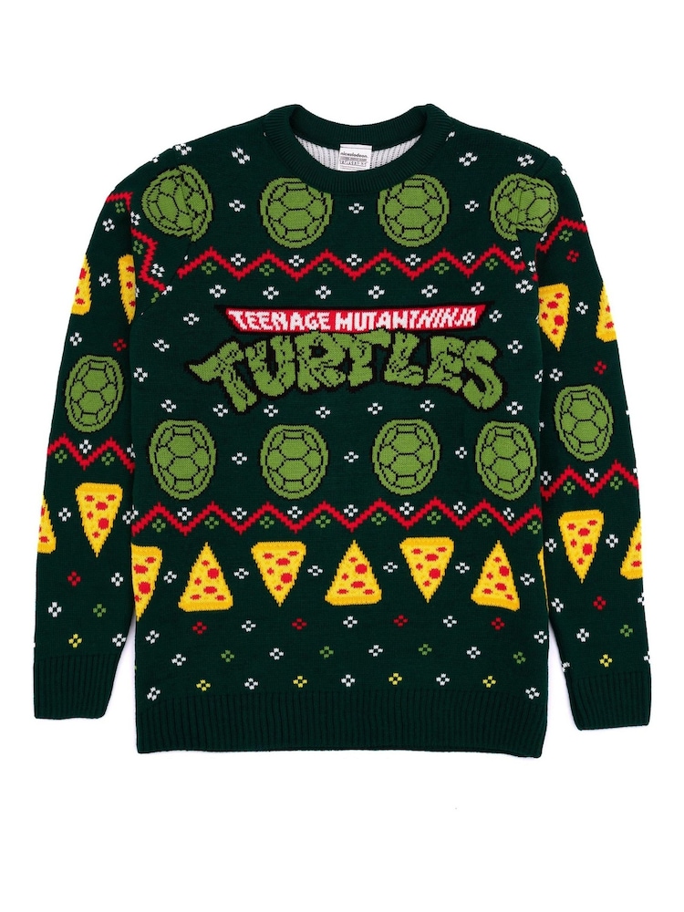 Vanilla Underground Black Ninja Turtles Mens Christmas Jumper - Image 1 of 8