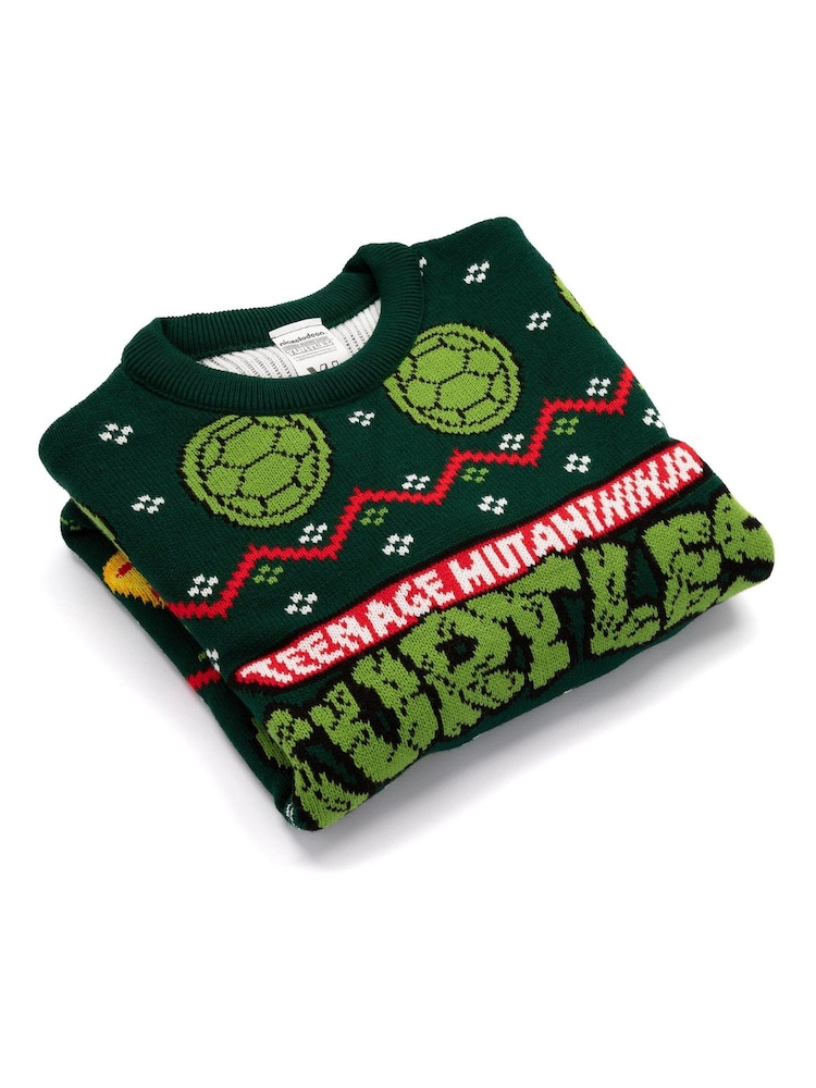 Vanilla Underground Black Ninja Turtles Mens Christmas Jumper - Image 2 of 8