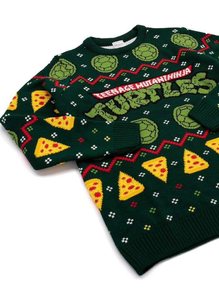 Vanilla Underground Black Ninja Turtles Mens Christmas Jumper - Image 3 of 8
