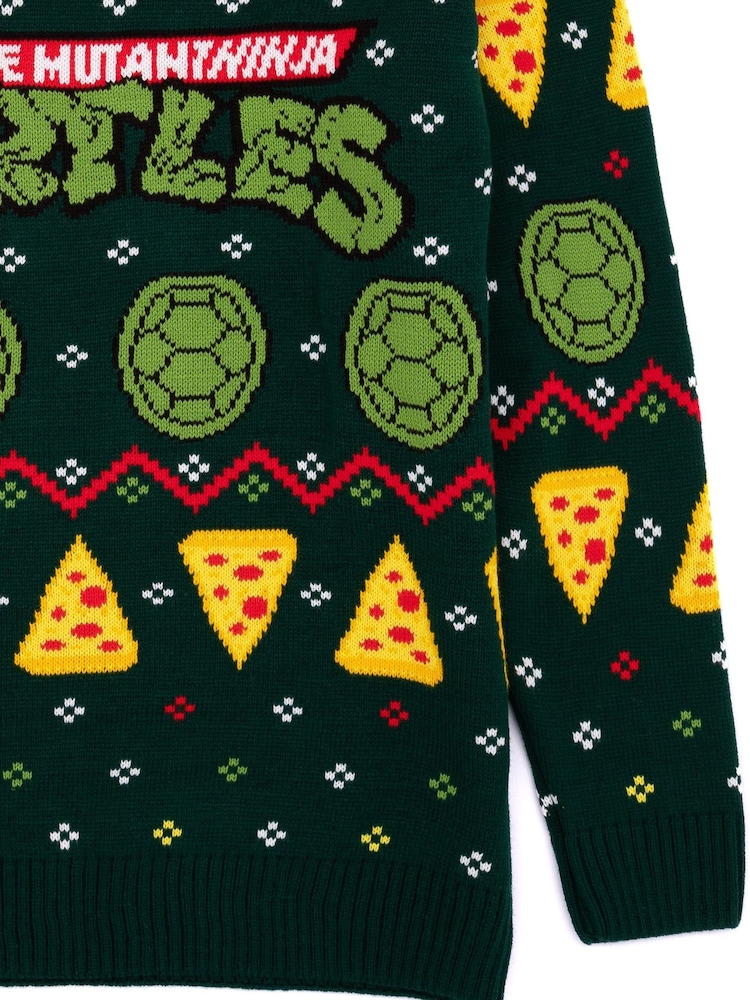 Vanilla Underground Black Ninja Turtles Mens Christmas Jumper - Image 4 of 8