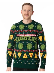 Vanilla Underground Black Ninja Turtles Mens Christmas Jumper - Image 8 of 8